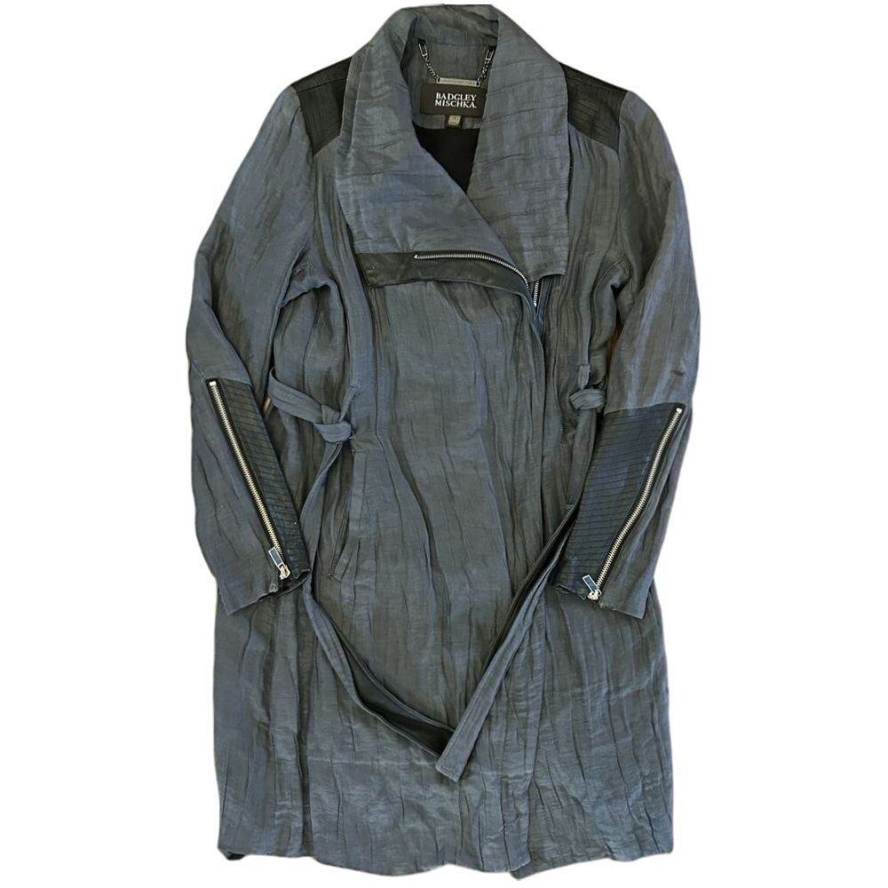 Badgley‎ Mischka Women's Lightweight Long Jacket Size Small Gray Black
